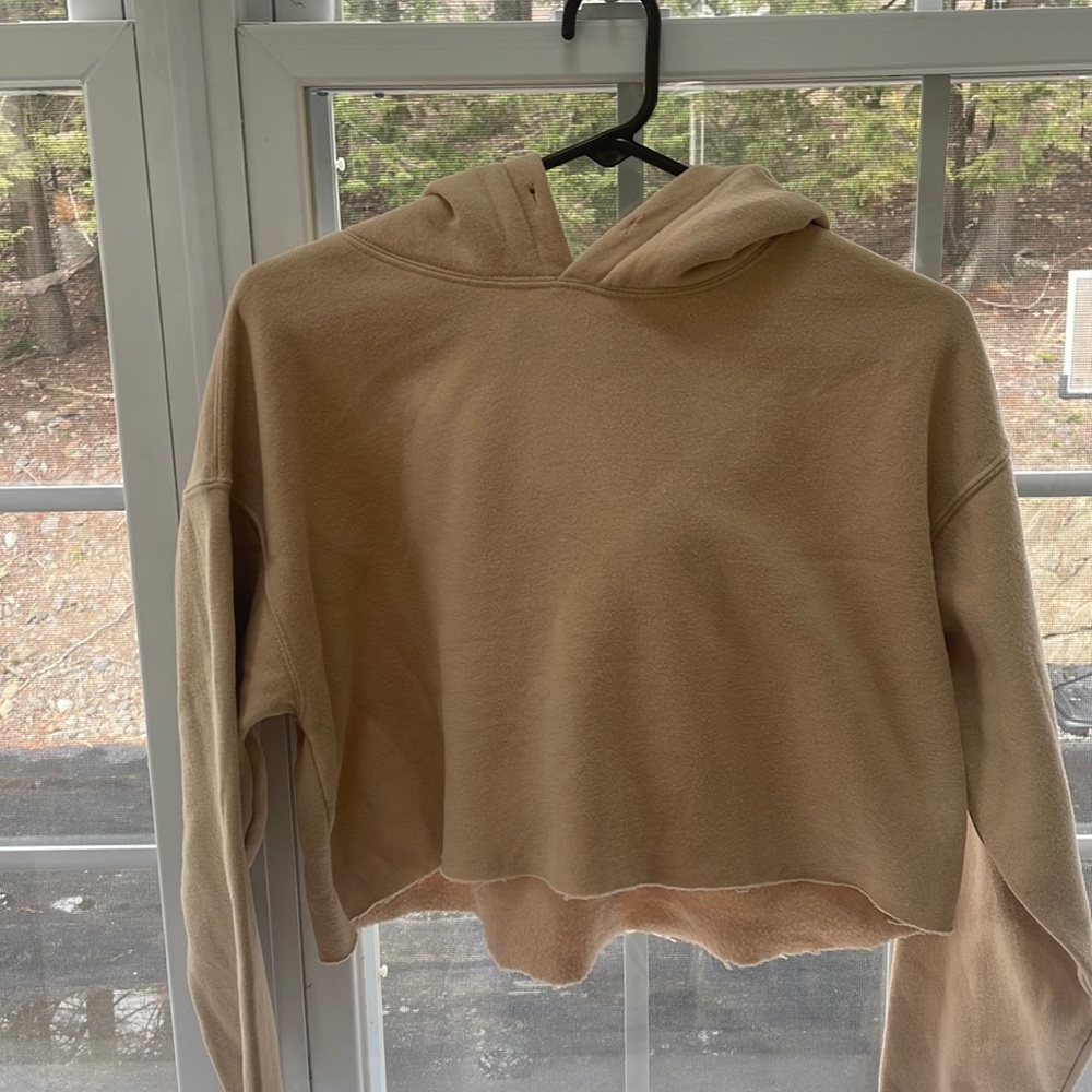Cropped Cream Hoodie